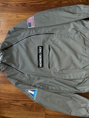 Members Only Reflective Windbreaker Jacket with Patches